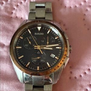 Rado Chronograph Watch in Black and Gold-Tone Accents